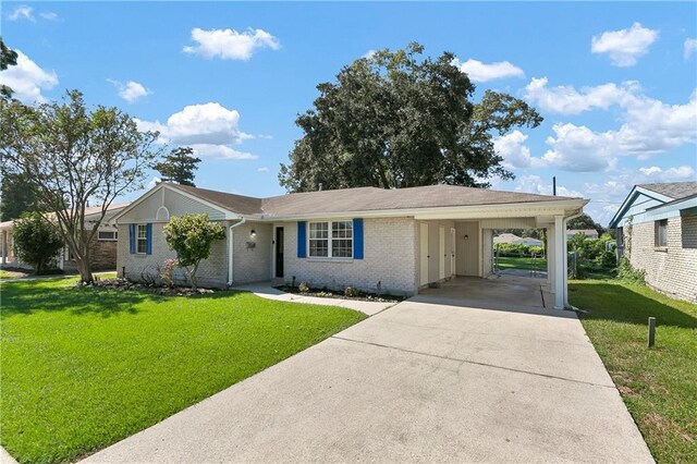 single story home with a carport and a front yard