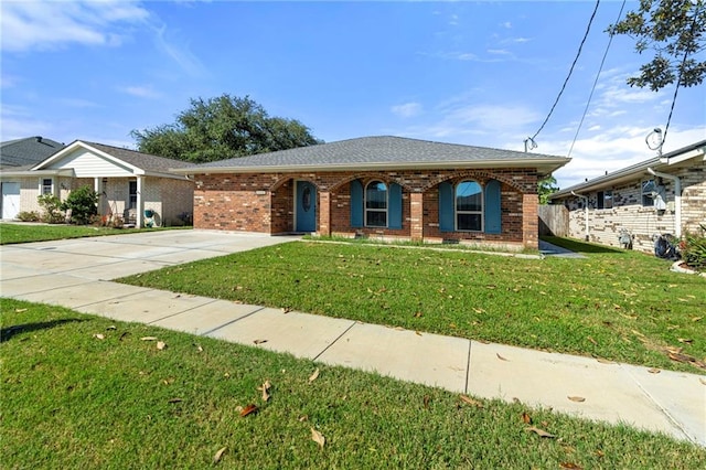 single story home featuring a front yard