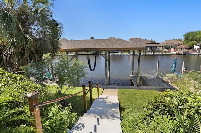 dock area featuring a water view