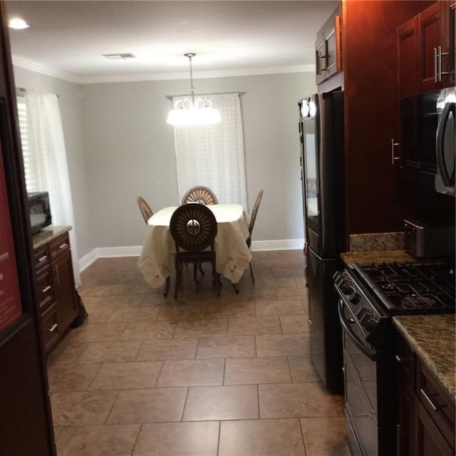 170 Becs Pl, Braithwaite, LA 70040 - dining room featuring ornamental molding, a notable chandelier, and baseboards