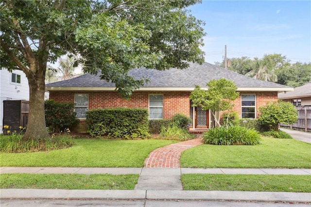 view of front of home featuring a front lawn