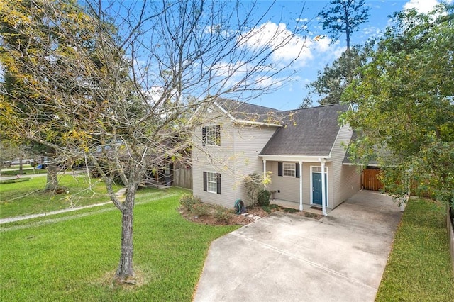 view of front property with a front lawn