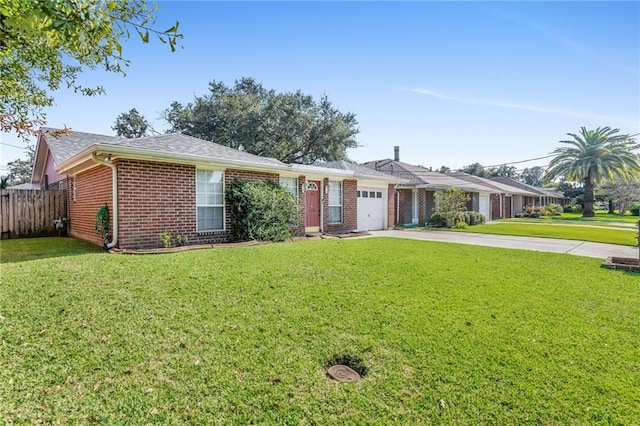 ranch-style house with a front lawn