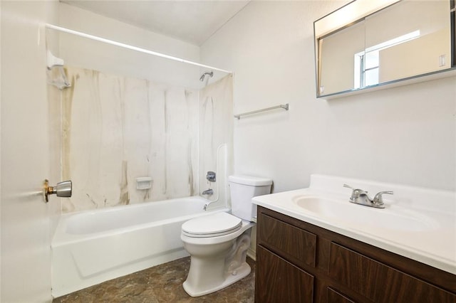 full bathroom with vanity, shower / bathtub combination, and toilet