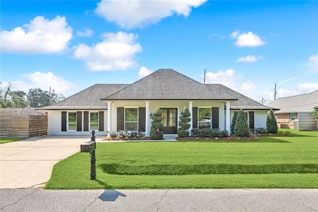 view of front of home featuring a front yard