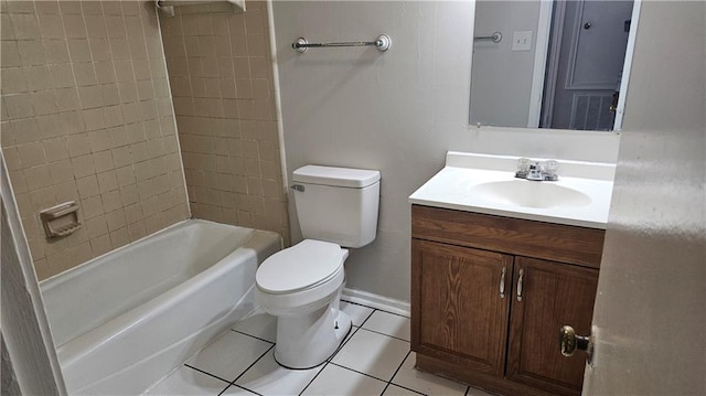 1114 N Dorgenois St, New Orleans, LA 70119 - full bathroom featuring toilet, baseboards, tile patterned flooring, washtub / shower combination, and vanity