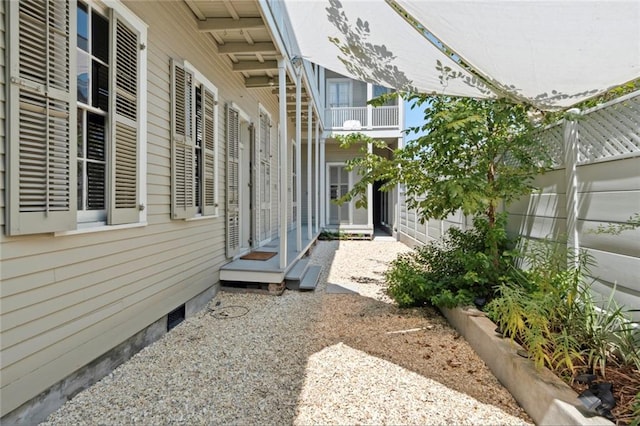 exterior space with a balcony