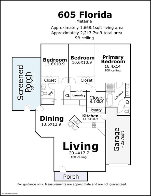 605 Florida St, Mandeville, LA 70448 - room layout