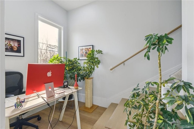 home office featuring light wood-type flooring