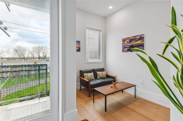 living area featuring light hardwood / wood-style flooring