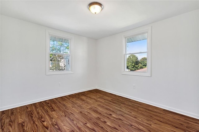 spare room with a wealth of natural light and hardwood / wood-style floors