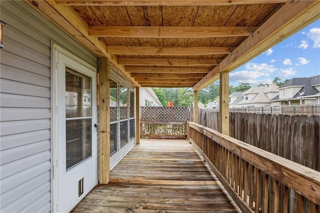 wooden terrace with fence