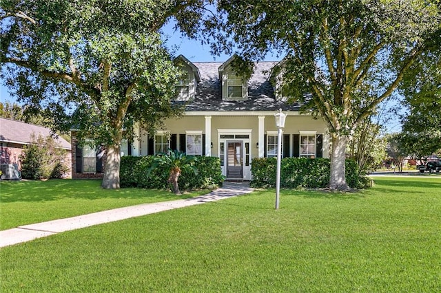 view of front of home featuring a front yard