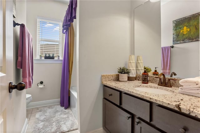 bathroom featuring vanity, toilet, and tile patterned floors