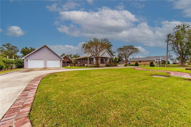 view of front facade with a front yard and a garage