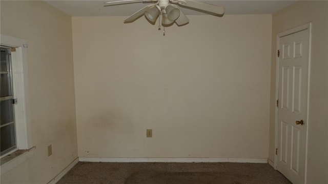 carpeted empty room with ceiling fan