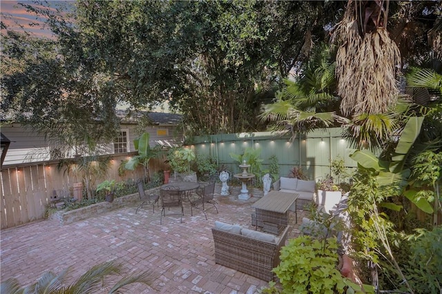 view of patio featuring an outdoor hangout area