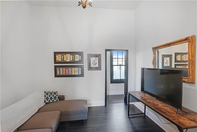 living room featuring dark hardwood / wood-style floors