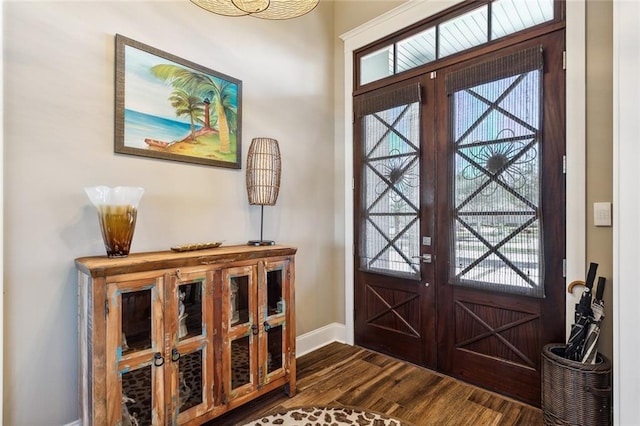 entrance foyer featuring french doors and hardwood / wood-style flooring