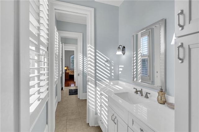 bathroom featuring vanity and tile patterned flooring