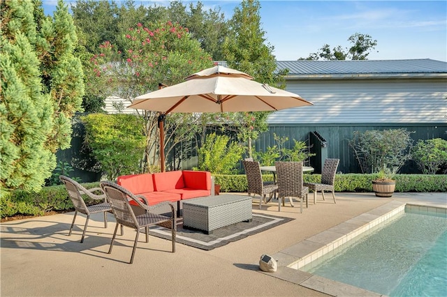 view of patio featuring an outdoor living space