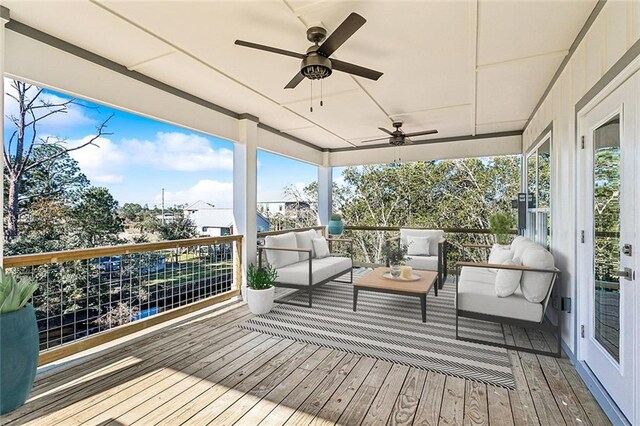 5019 Colorado St, Bay Saint Louis, MS 39520 - wooden terrace featuring ceiling fan