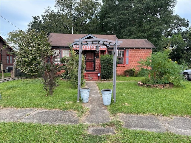 bungalow with a front lawn