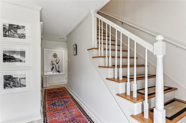 staircase with ornamental molding