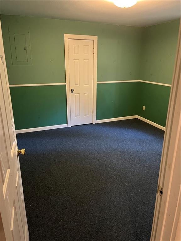 carpeted spare room with electric panel