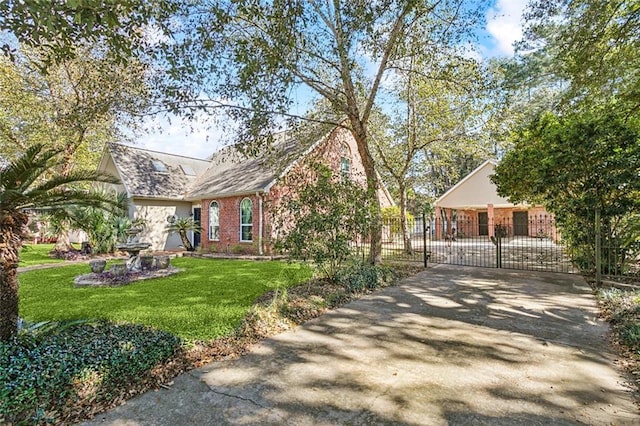 246 Cypress St, Independence, LA 70443 - view of front of property featuring brick siding, fence private yard, a gate, and a front lawn