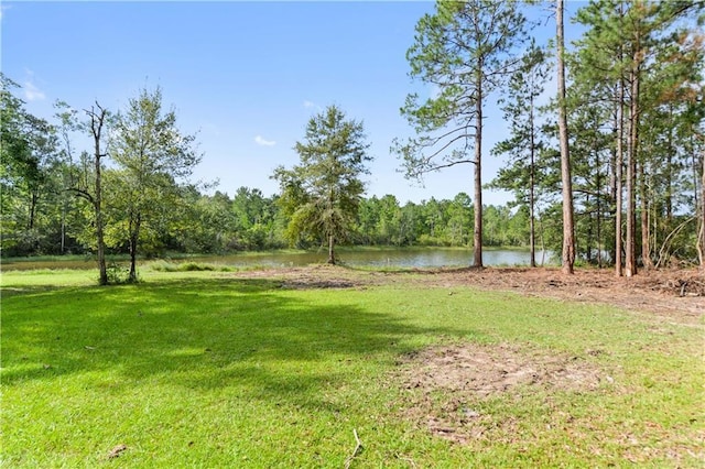 view of yard featuring a water view