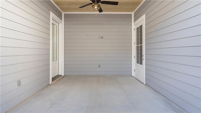 view of patio / terrace featuring ceiling fan