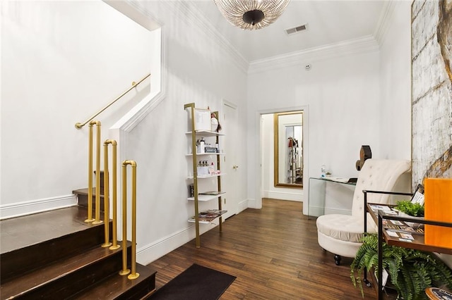 1900 N Rampart St, New Orleans, LA 70116 - foyer featuring stairs, crown molding, and wood finished floors