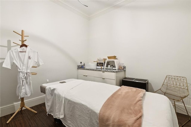 1900 N Rampart St, New Orleans, LA 70116 - bedroom featuring dark wood-style flooring and crown molding