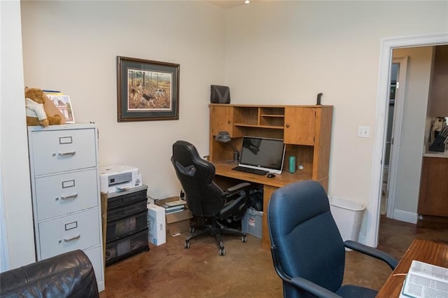 view of carpeted home office