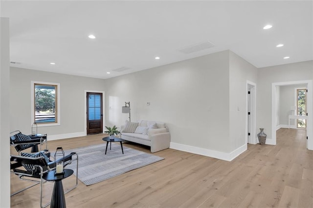 living room featuring light hardwood / wood-style flooring