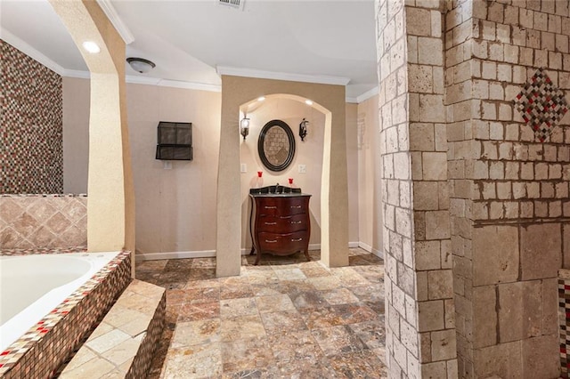 hallway with crown molding