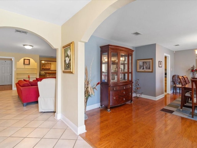 hall featuring light wood-type flooring