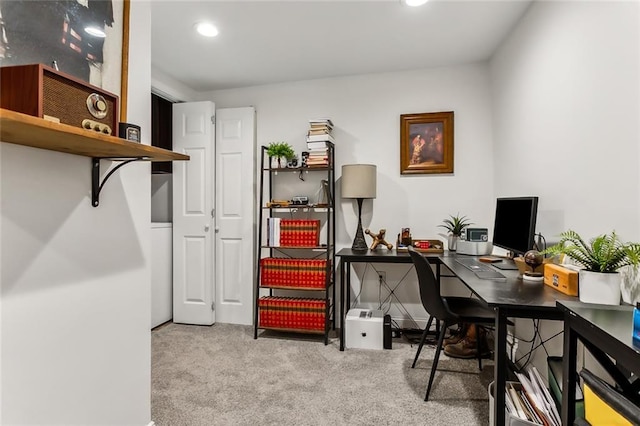 view of carpeted office space