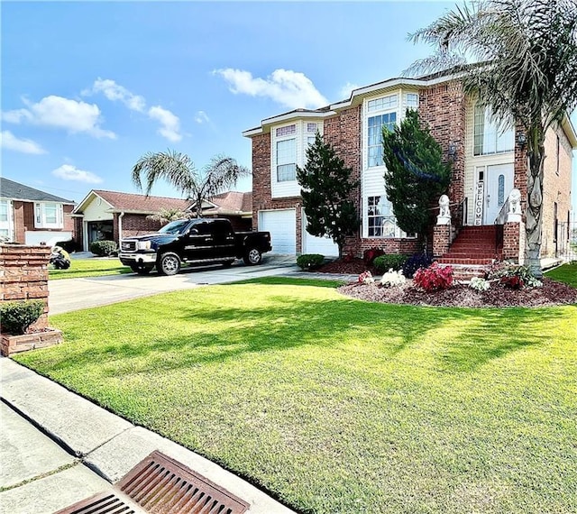 view of yard with a garage