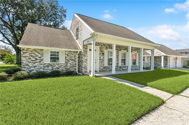 exterior space featuring a yard and a garage