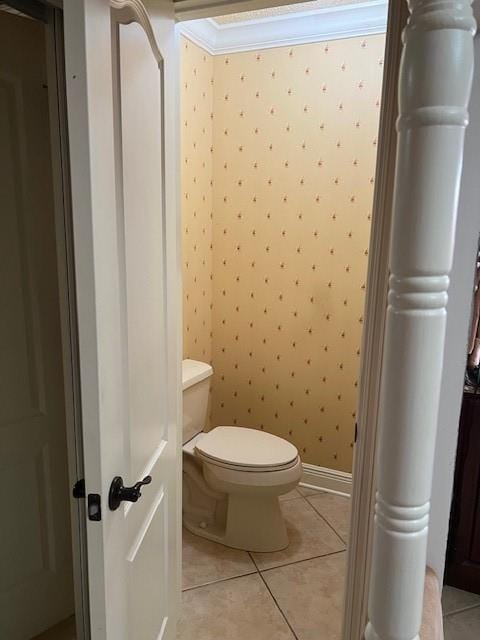 11051 Lake Forest Blvd, New Orleans, LA 70127 - bathroom with toilet, tile patterned flooring, and wallpapered walls