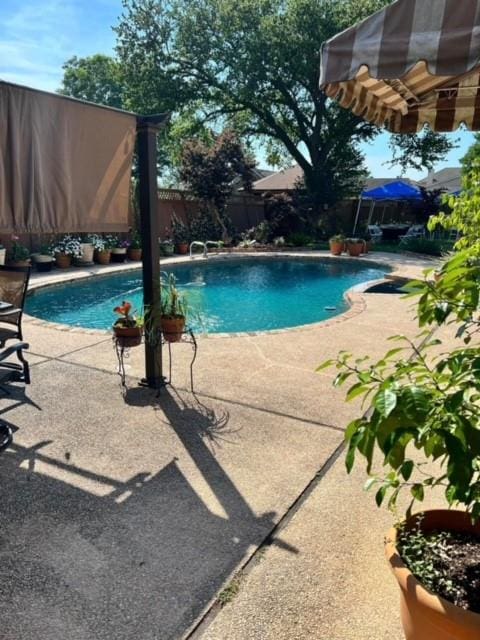 view of swimming pool featuring a patio area