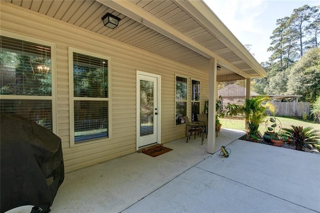 view of patio / terrace with a grill