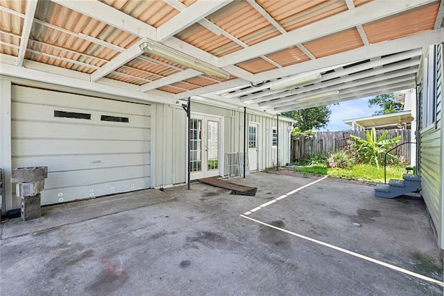 garage featuring french doors