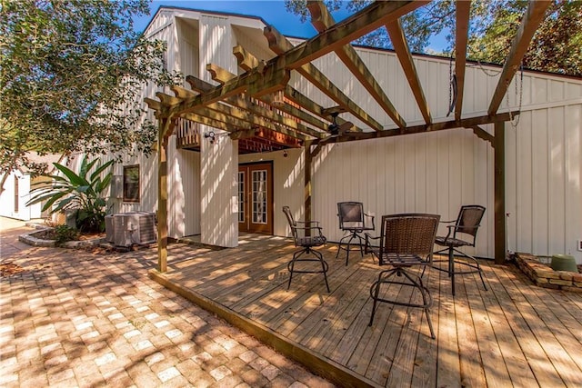 64 Fairway View Dr Unit 1, Hammond, LA 70401 - wooden terrace with a ceiling fan, central AC, and outdoor dining area