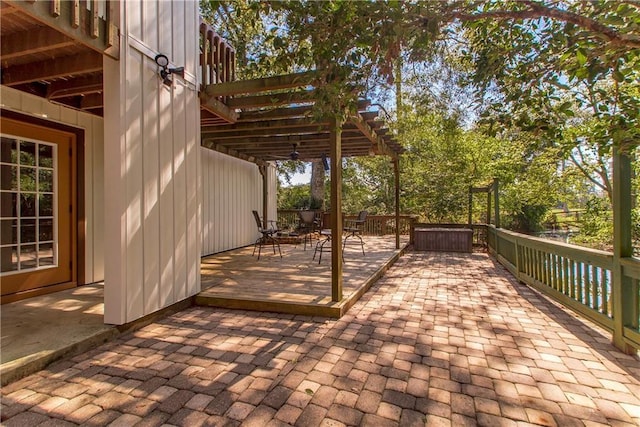 64 Fairway View Dr Unit 1, Hammond, LA 70401 - wooden terrace featuring a patio area, outdoor dining area, and a pergola