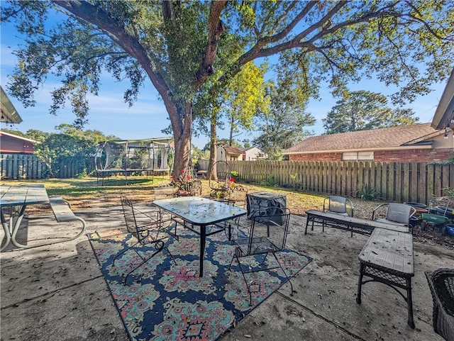 view of patio / terrace featuring a trampoline