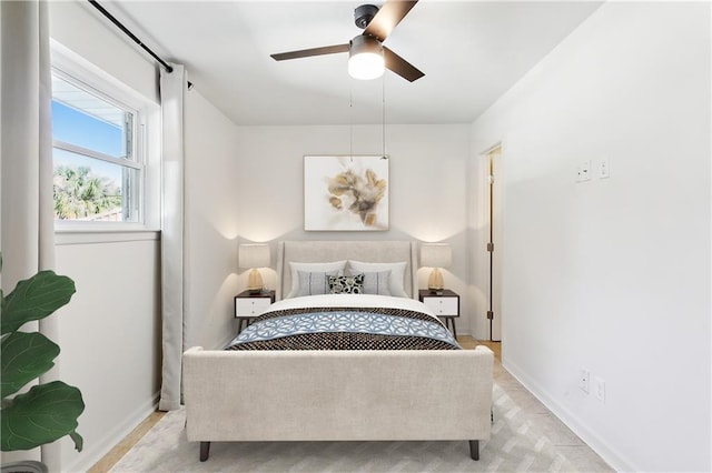 bedroom featuring ceiling fan