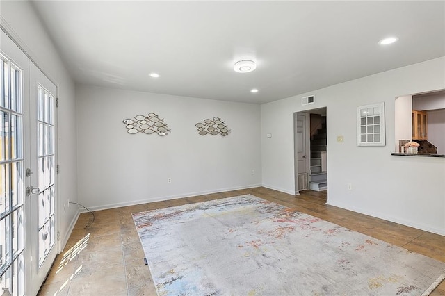 empty room with french doors